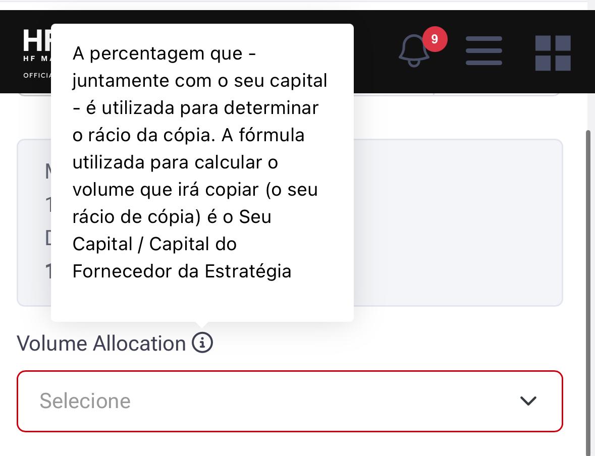 Campo Volume Allocation da HFM